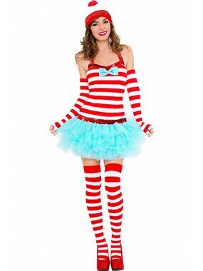 Adventurous Traveler Red White Striped Tutu Dress Costume Cosplay X-Small